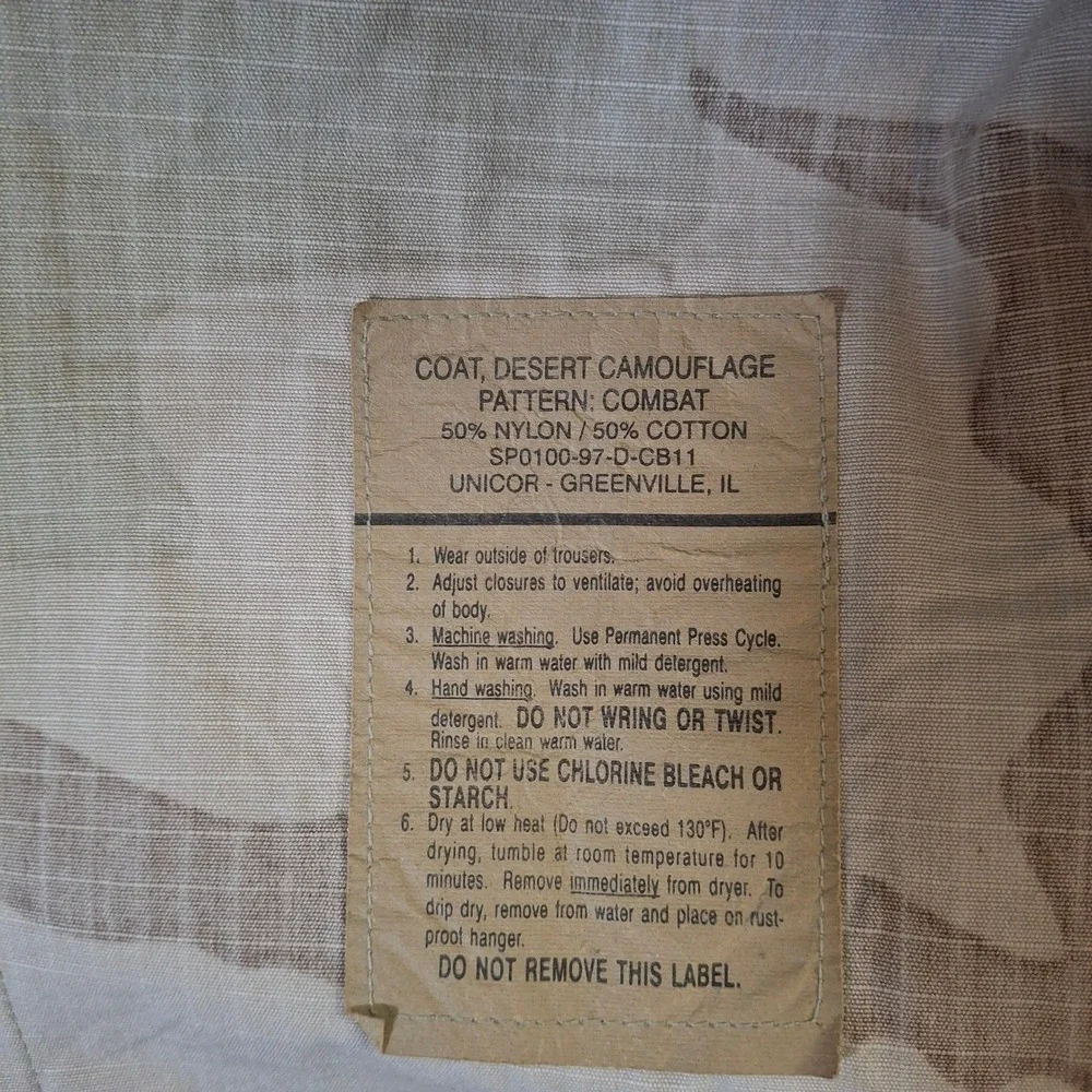 US Air Force Desert Camo Combat Coat Jacket XL Regular 3 Color BDU Master Sgt